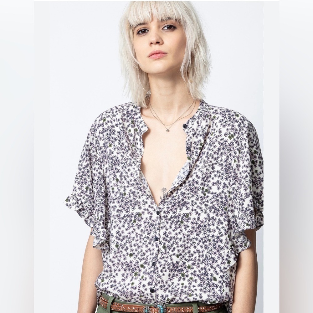 COPY - Zadig & Voltaire women’s ruffle Tafi Soft flower block size XS